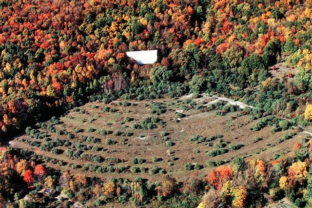 Aerial view of an old drive-in